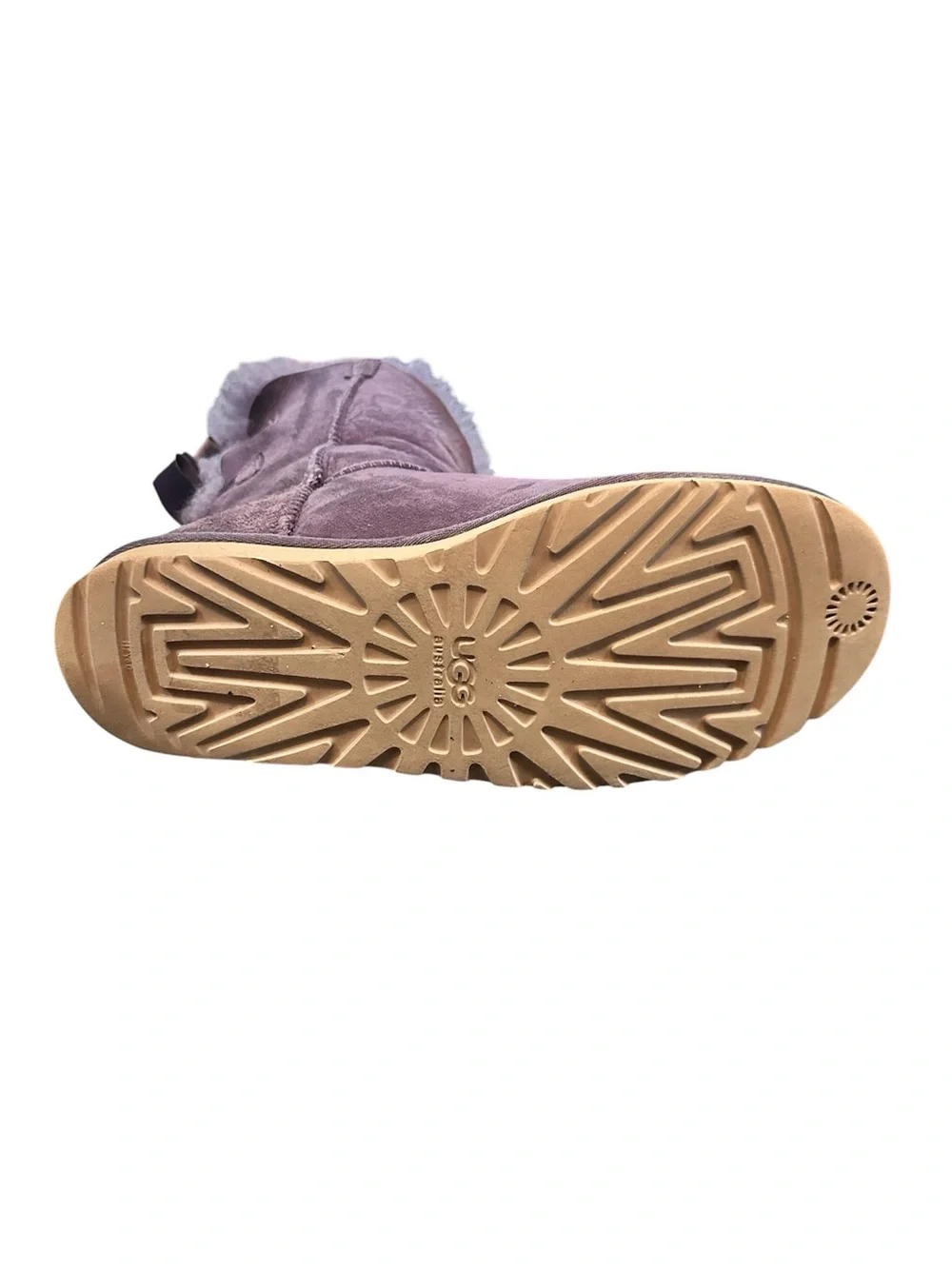 UGG Bailey Bow II Purple [Port?] Satin Bows Sheepskin Women's size 9